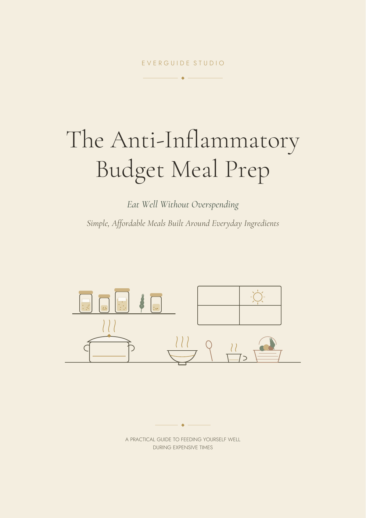 Book cover of 'The Anti-Inflammatory Budget Meal Prep' with minimalistic design elements.